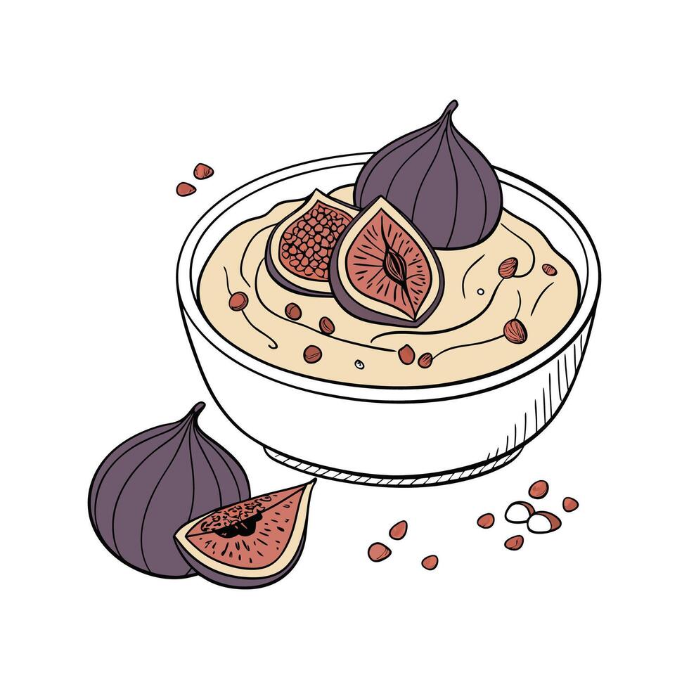 Delightful Buckwheat Fig Puree Healthy Snack vector