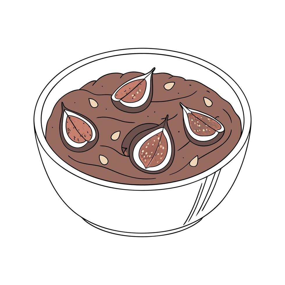 Nutritious Buckwheat Fig Puree Creamy Dish vector