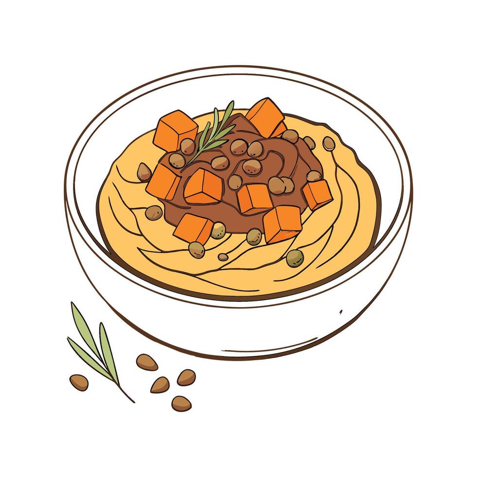Delicious Lentil Mash with Butternut Squash vector