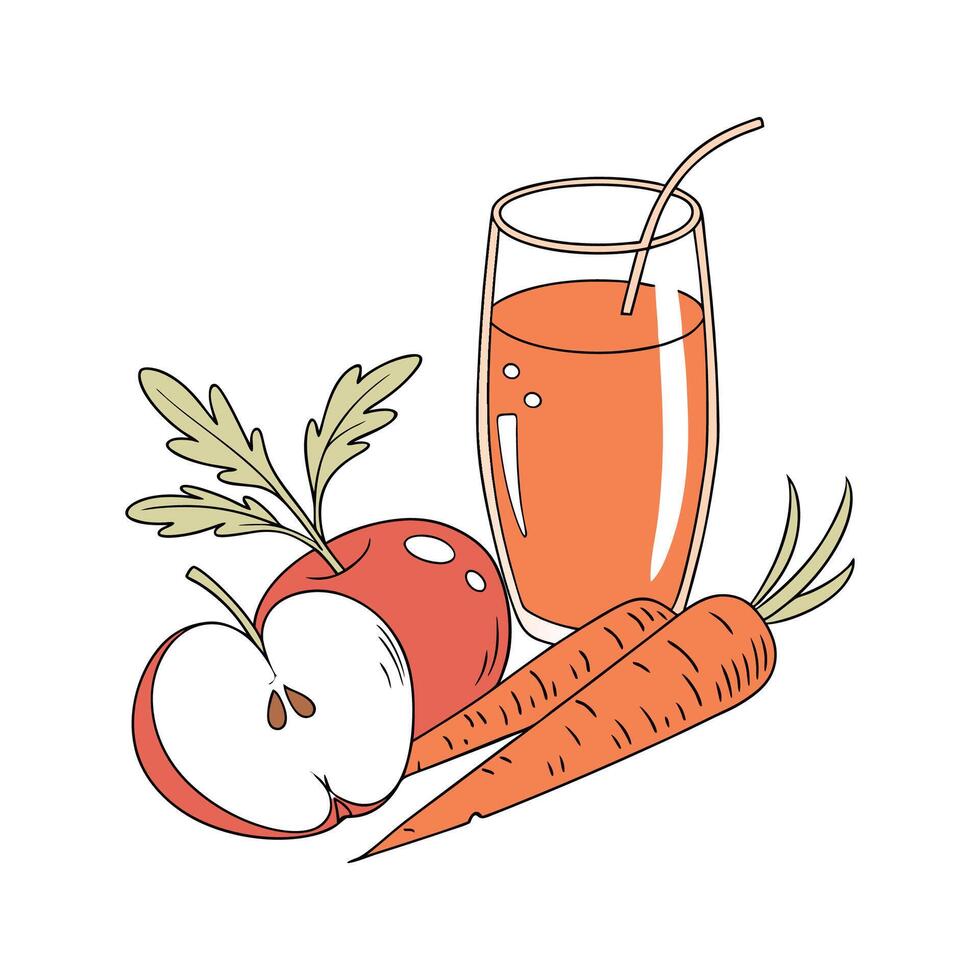 Delicious Carrot Apple Juice Energizing Drink vector