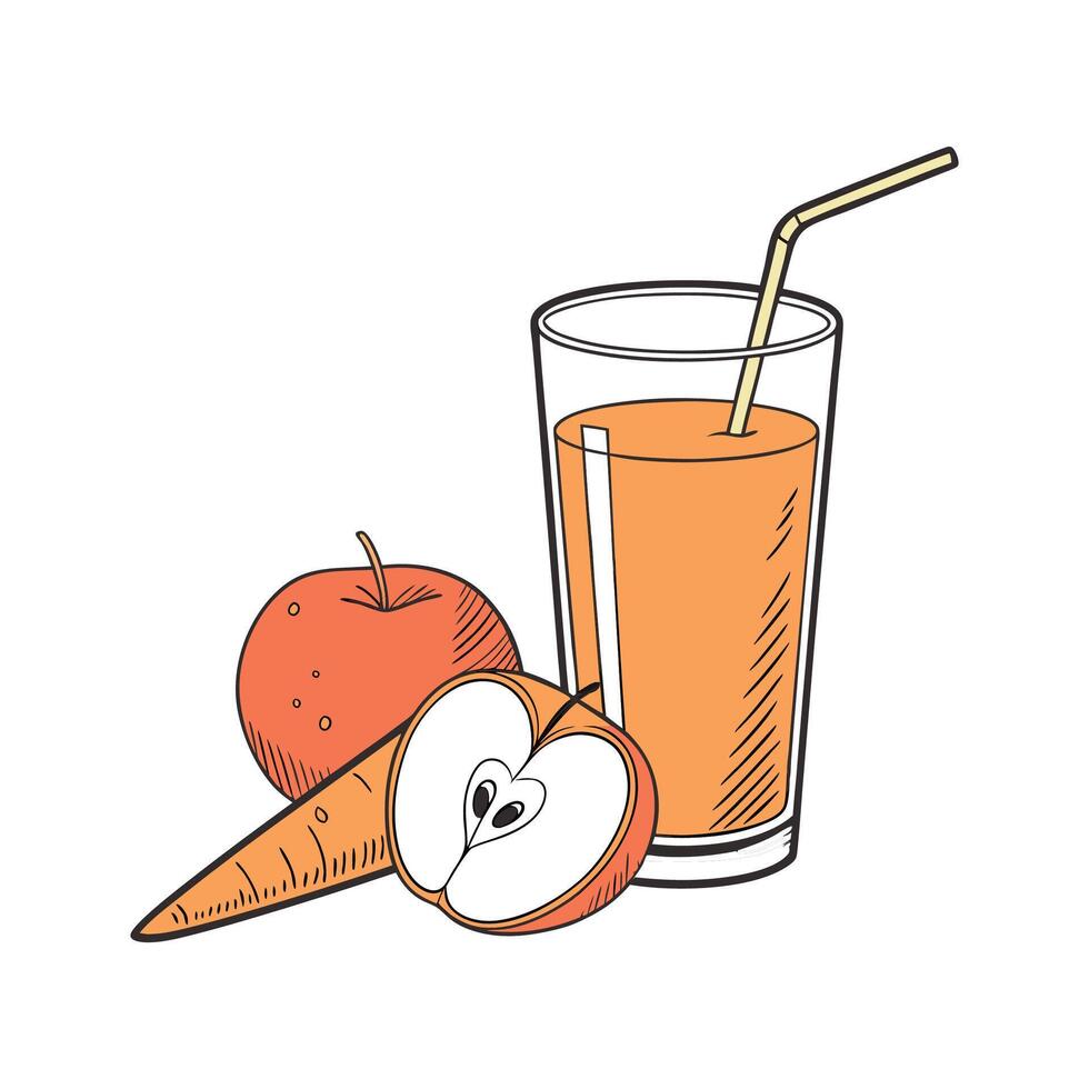 Refreshing Carrot Apple Juice Healthy Beverage vector
