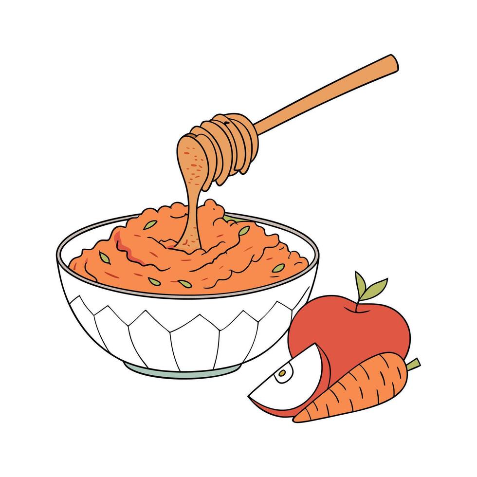 Delicious Carrot Apple Mash with Honey Treat vector