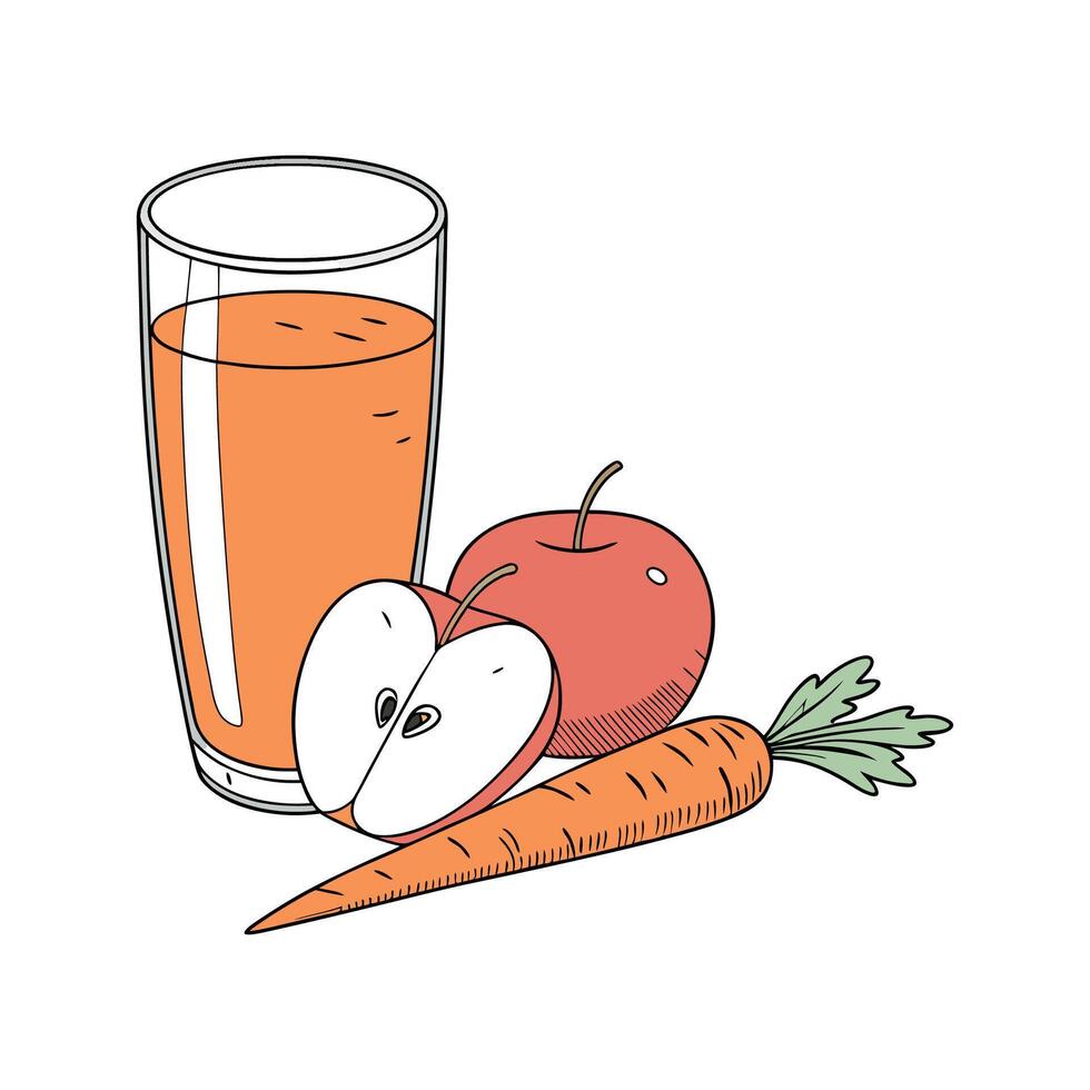 Tasty Carrot Apple Juice Healthy Refreshment vector
