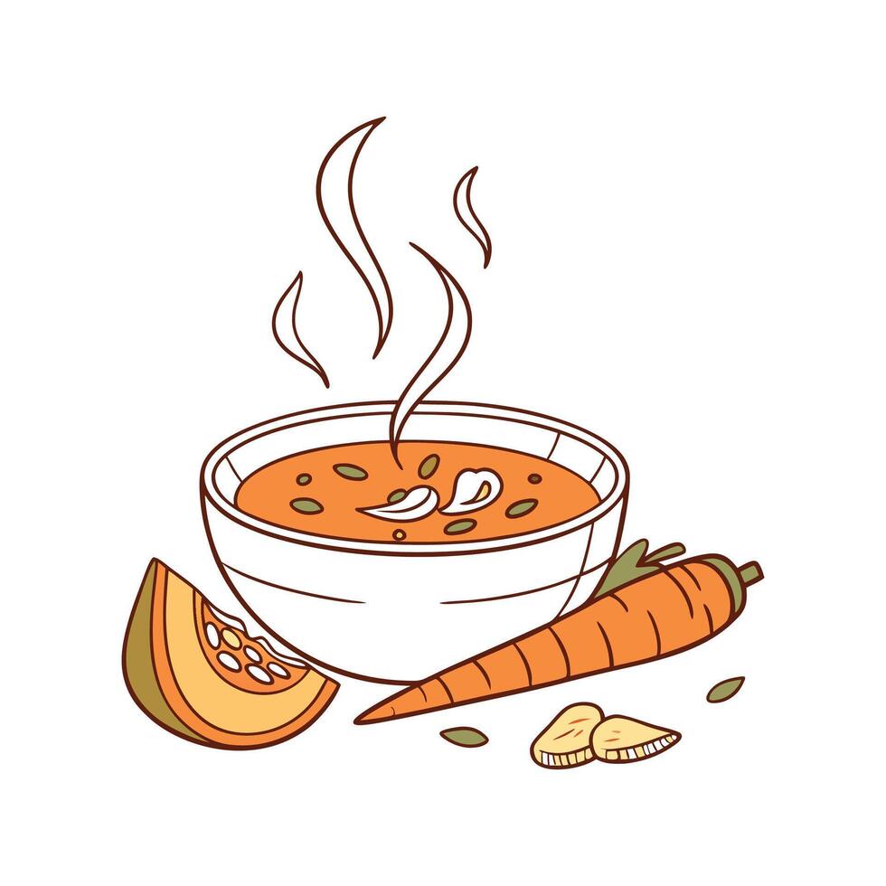 Delicious Carrot Pumpkin Soup Quick Delight vector