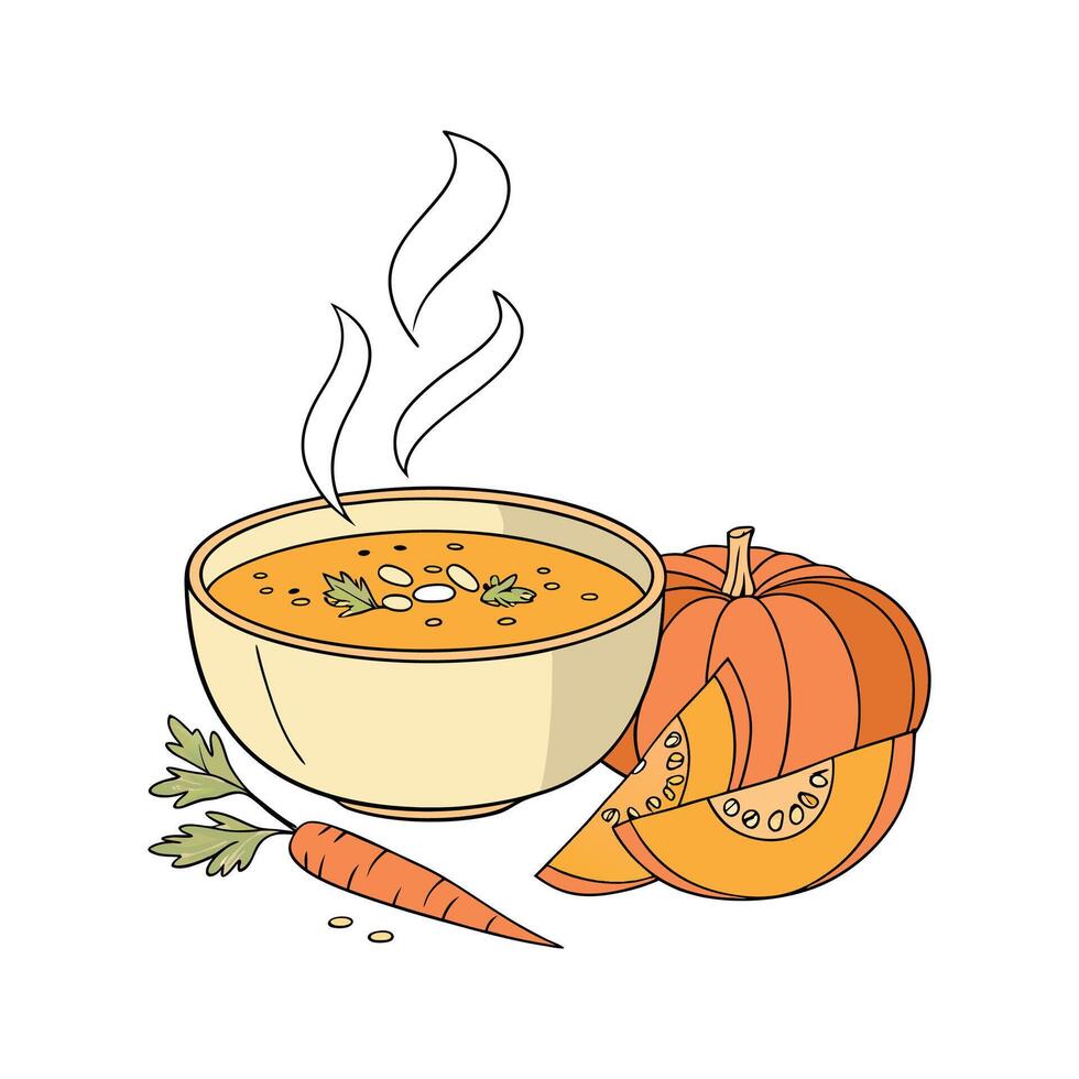 Nutritious Carrot Pumpkin Soup Healthy Option vector