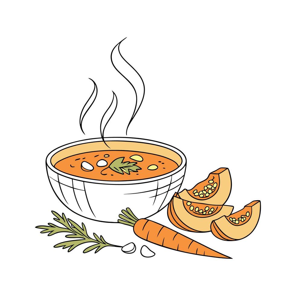 Savory Carrot Pumpkin Soup Flavorful Delight vector