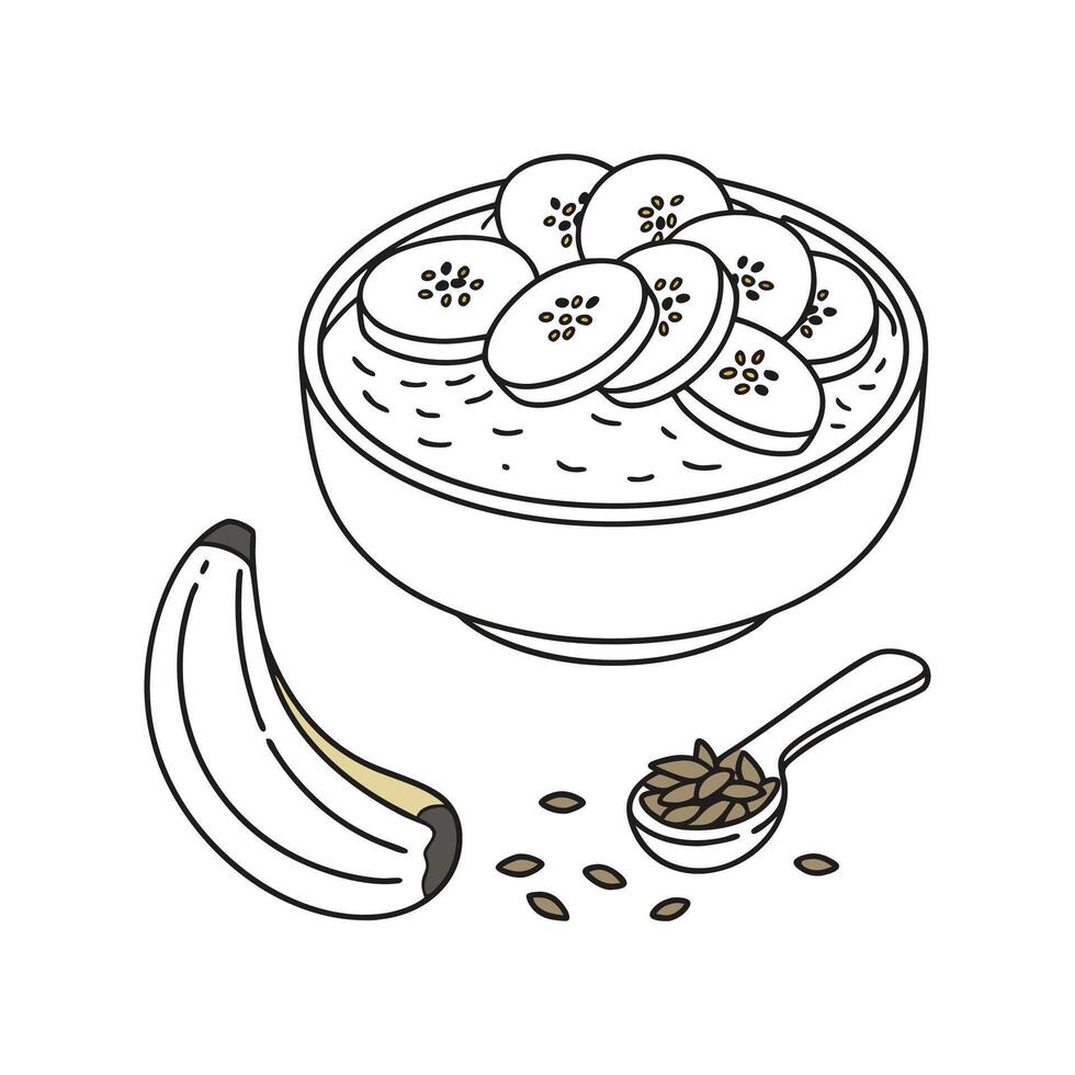 Delicious Chia Banana Pudding Healthy Dessert vector