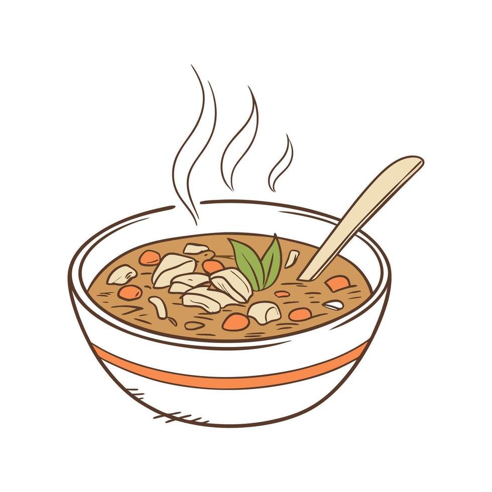 Savory Chicken Brown Rice Soup Delight vector