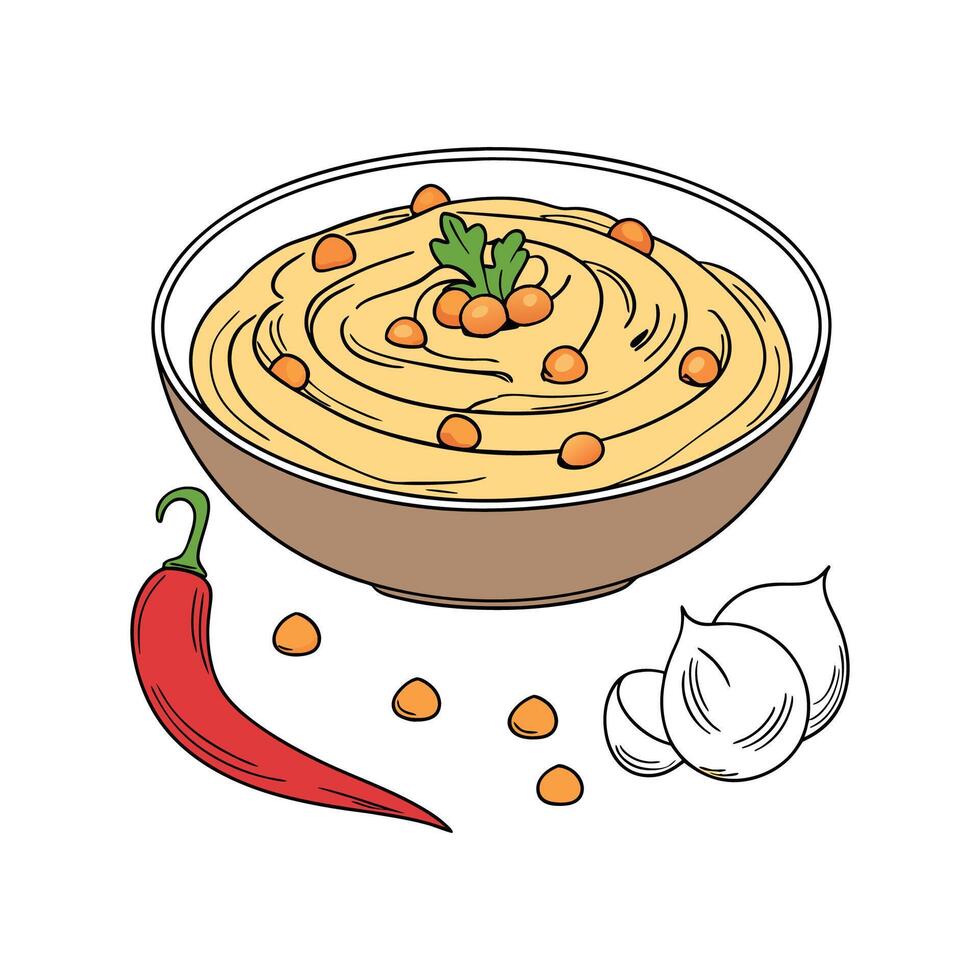 Creamy Chickpea and Red Pepper Puree for Healthy Eating vector