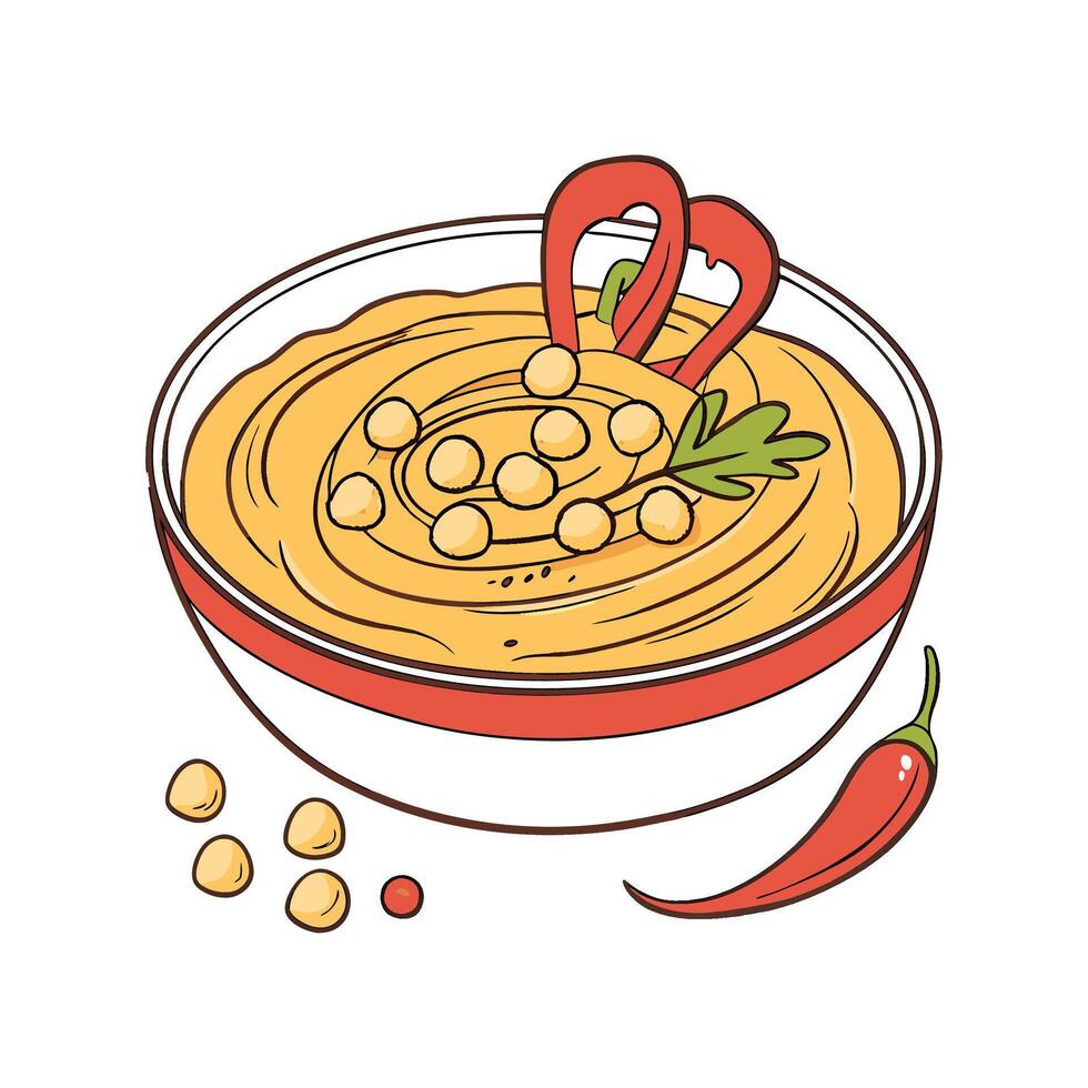 Delicious Chickpea Puree with Red Pepper vector