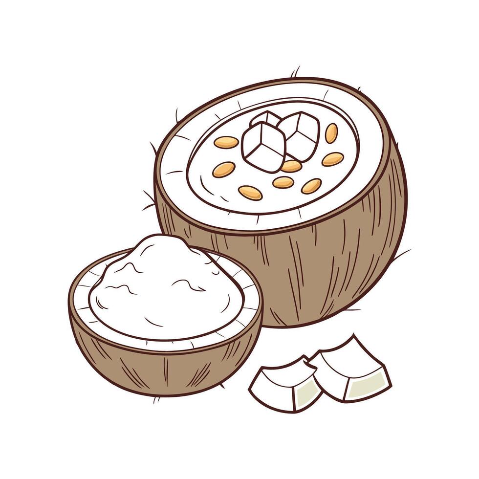 Delicious Coconut Rice Pudding Flavorful Dish vector