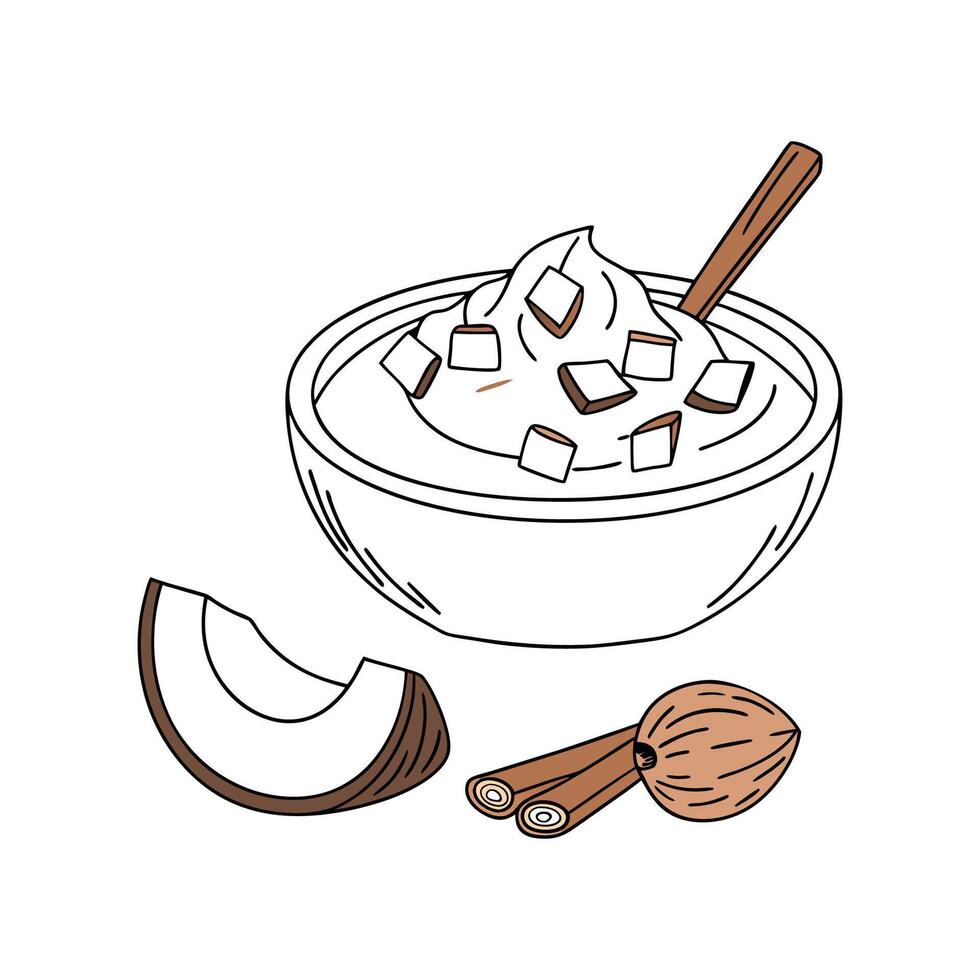 Delicious Coconut Yogurt Cinnamon Recipe vector