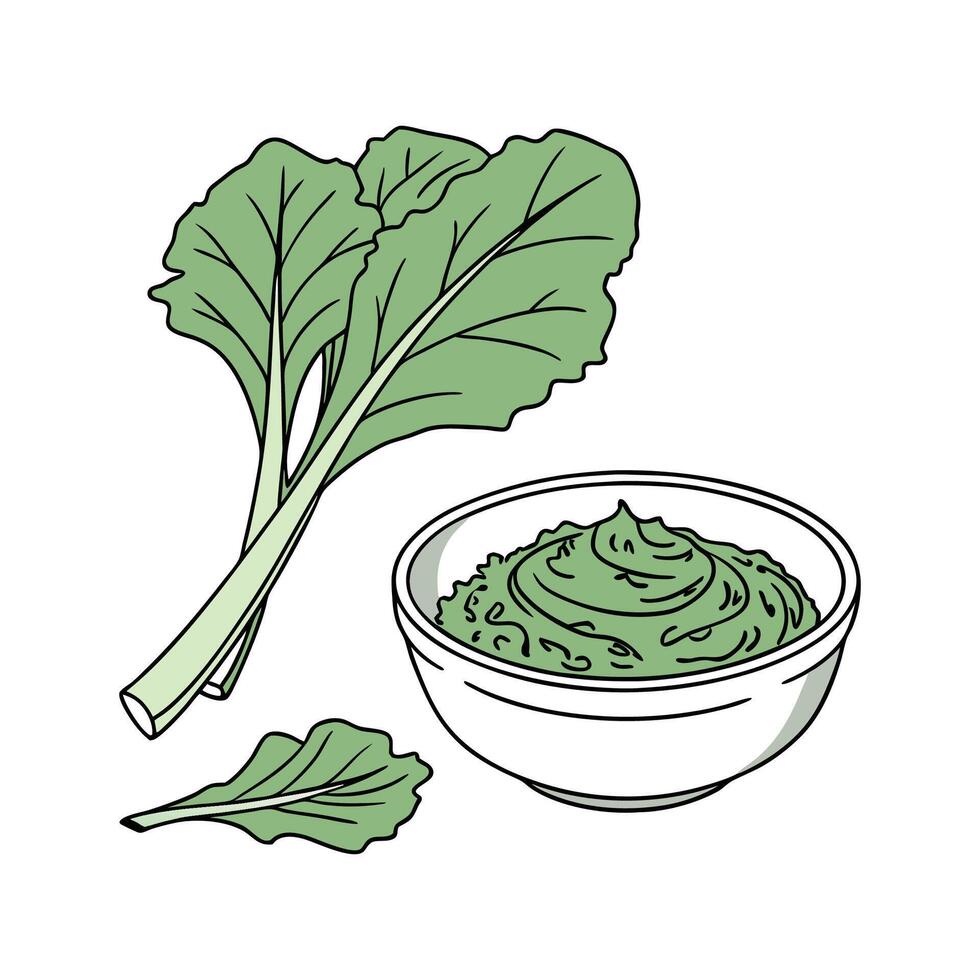 Delicious Collard Greens Puree Flavorful Delight vector