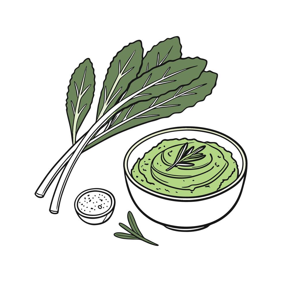 Savory Collard Greens Puree Unique Option vector