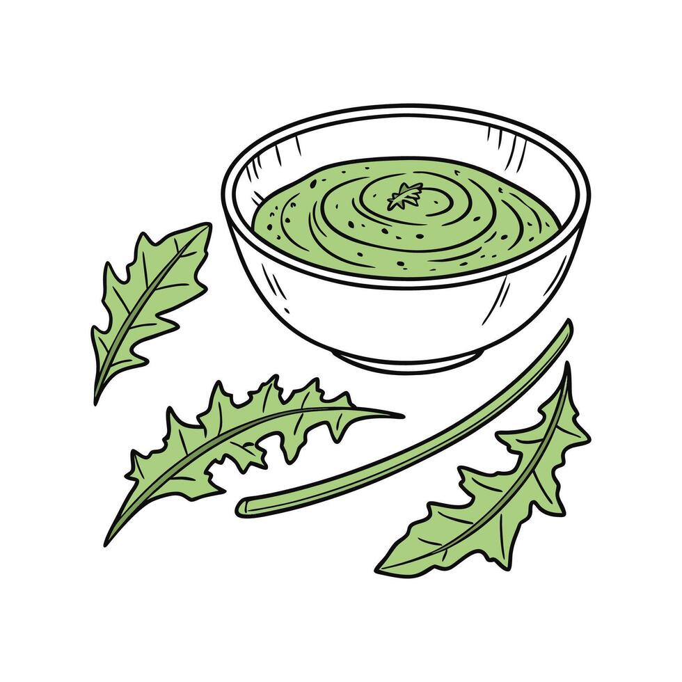 Delicious Dandelion Greens Puree for Nutritious Eating vector