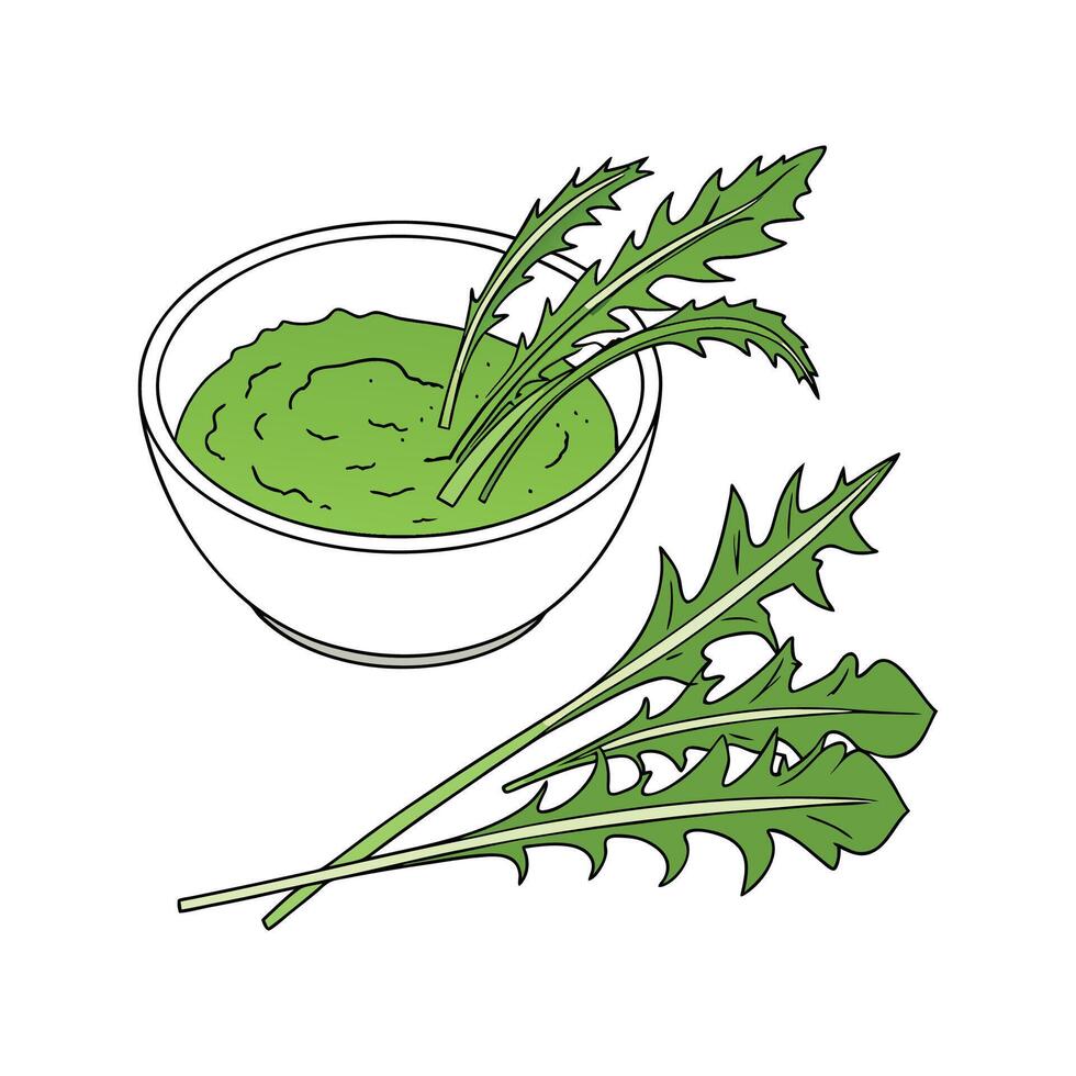 Nutritious Dandelion Greens Puree Healthy Dish vector