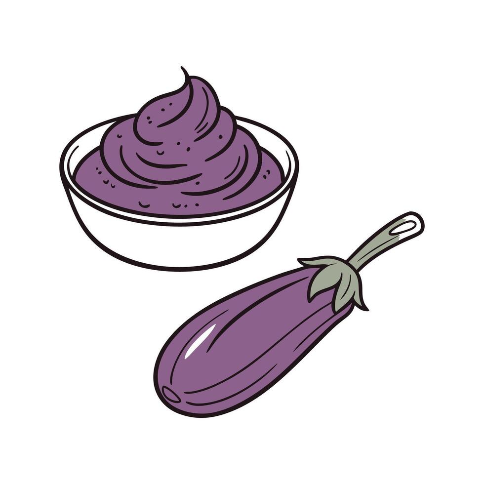 Nutritious Eggplant Puree Healthy Option vector