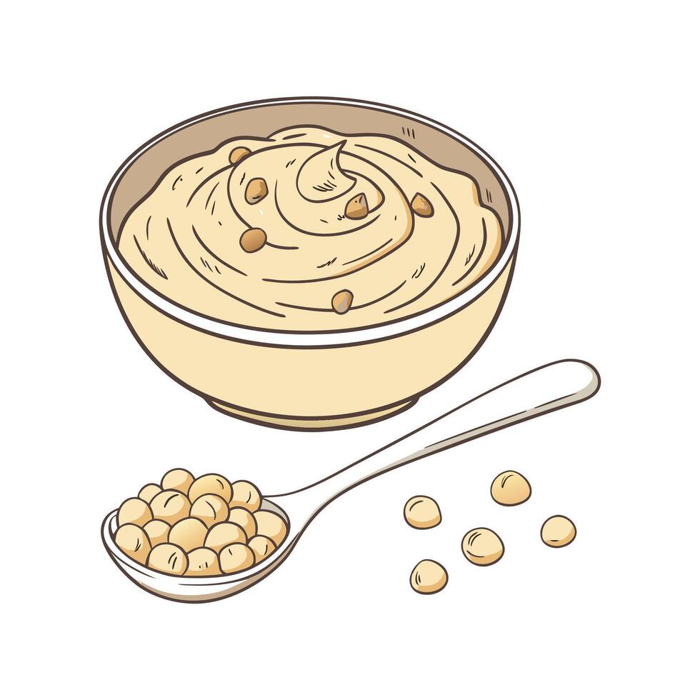 Delicious Hummus Chickpea Tahini Quick Snack vector