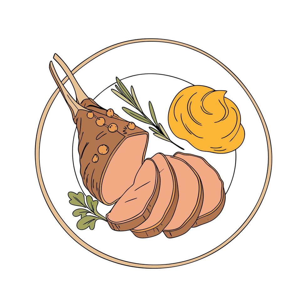 Creamy Lamb and Butternut Squash Puree for Nutritional Meals vector