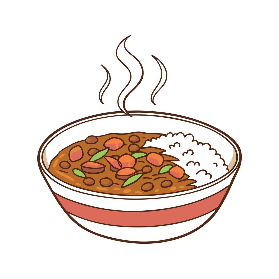 Nutritious Lentil Brown Rice Soup Healthy Dish vector