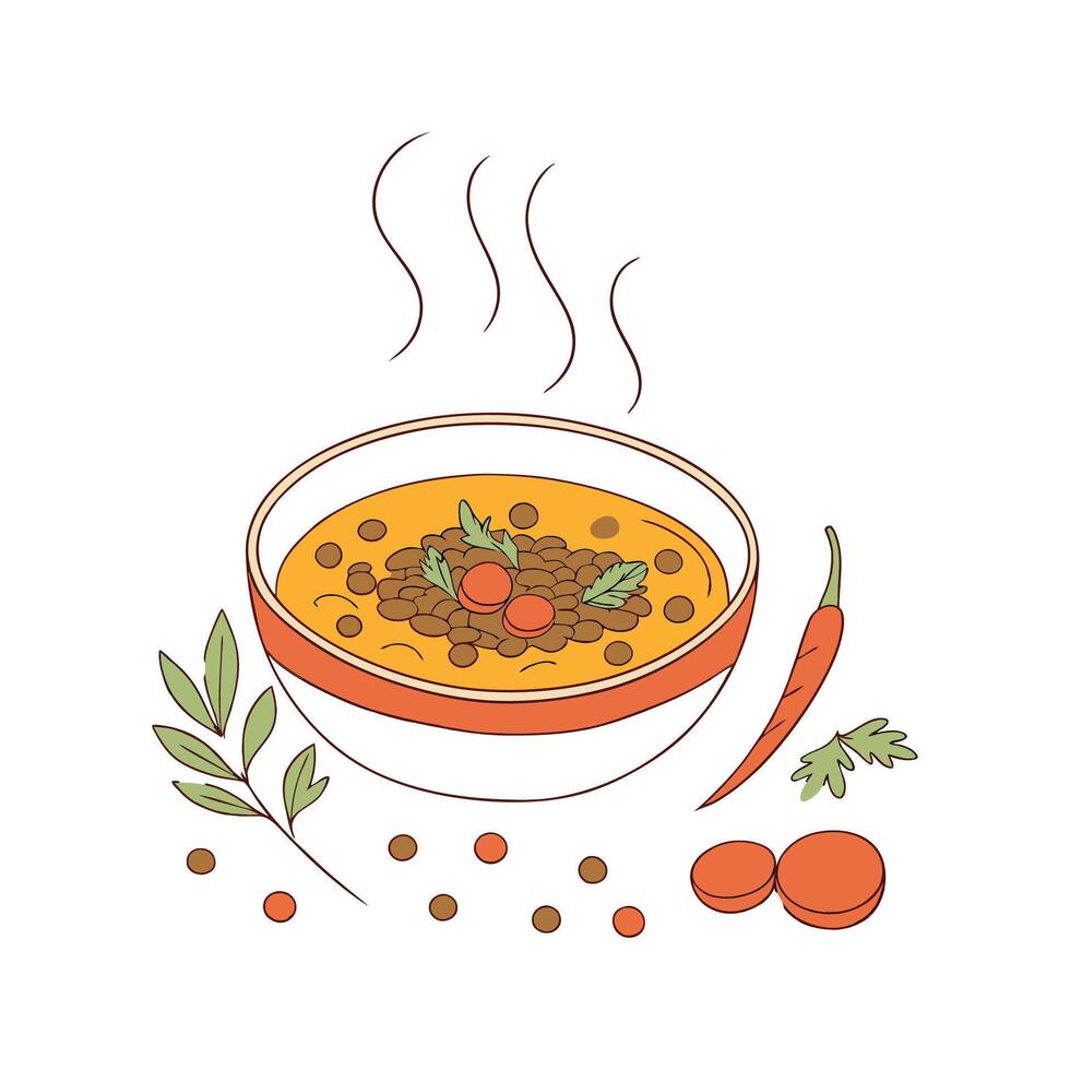 Nutritious Lentil Carrot Soup Quick Snack vector