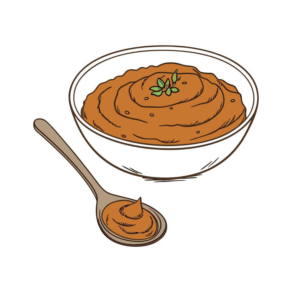 Tasty Lentil Puree Healthy Dish vector