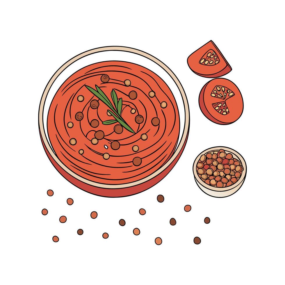 Tasty Lentil Tomato Puree Healthy Option vector
