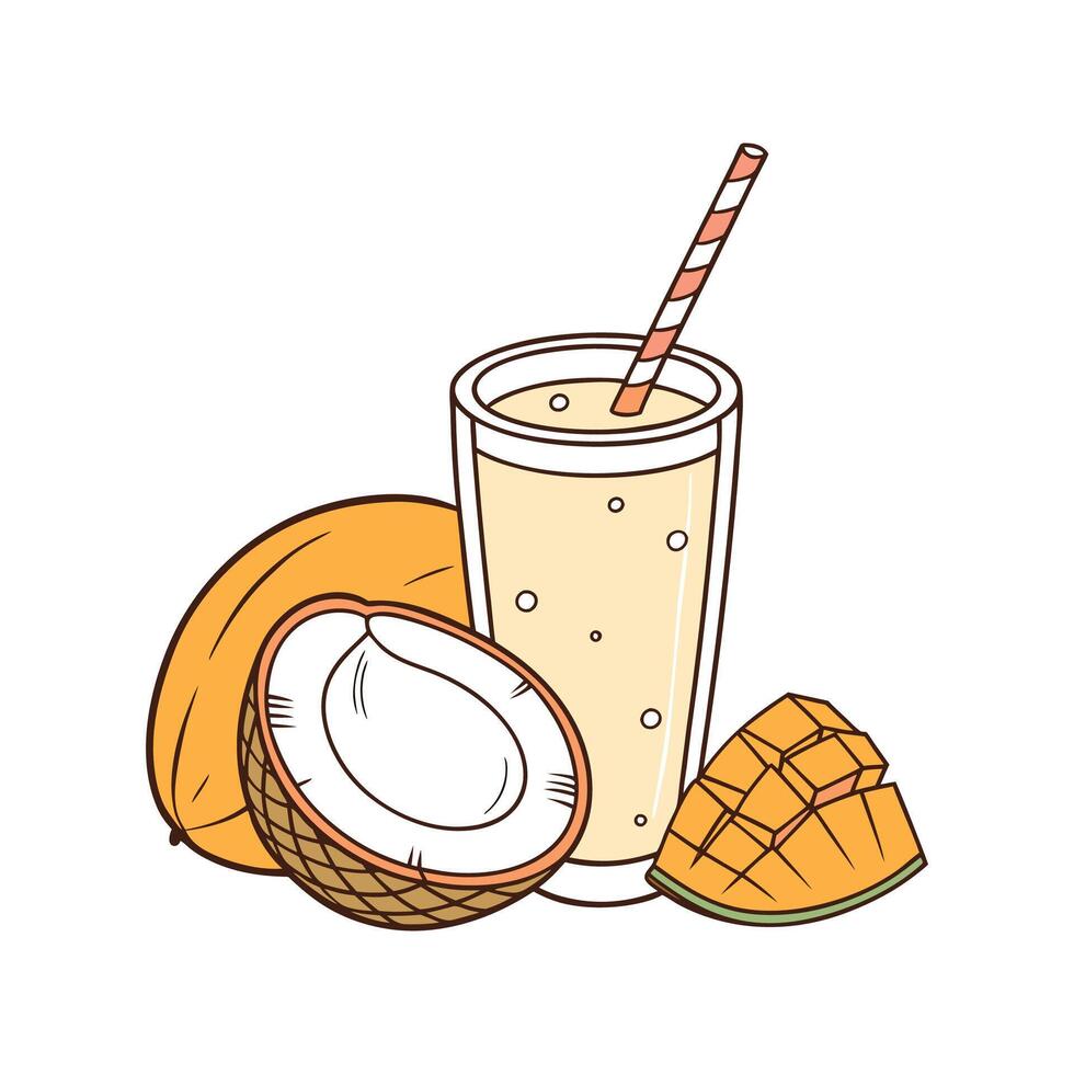 Delicious Mango Coconut Smoothie Flavorful Treat vector