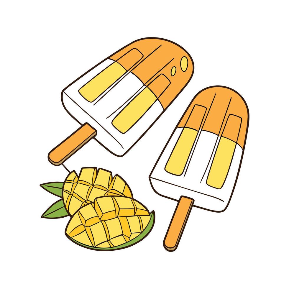 Savory Mango Yogurt Popsicles Easy Option vector
