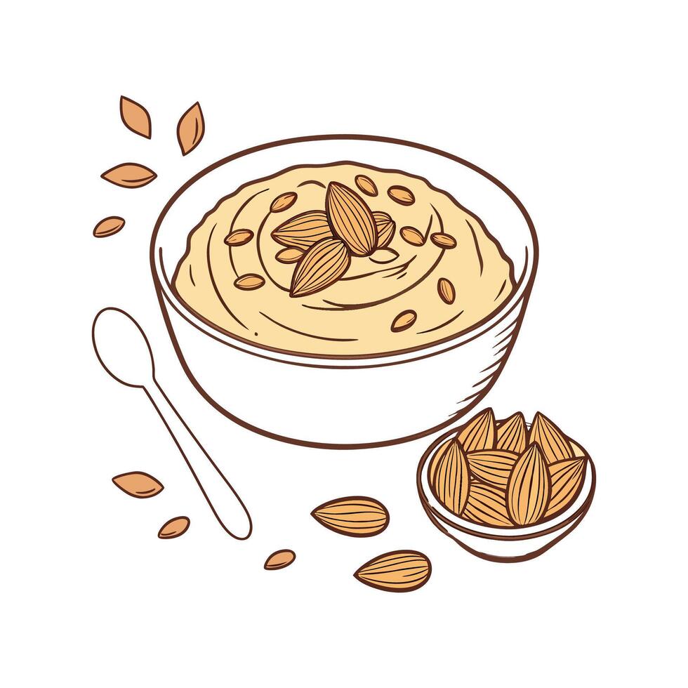 Creamy Mashed Almond Butter Oats for Nutritional Meals vector