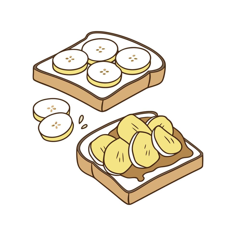 Nutritious Mashed Banana Peanut Butter Toast for Older Babies vector