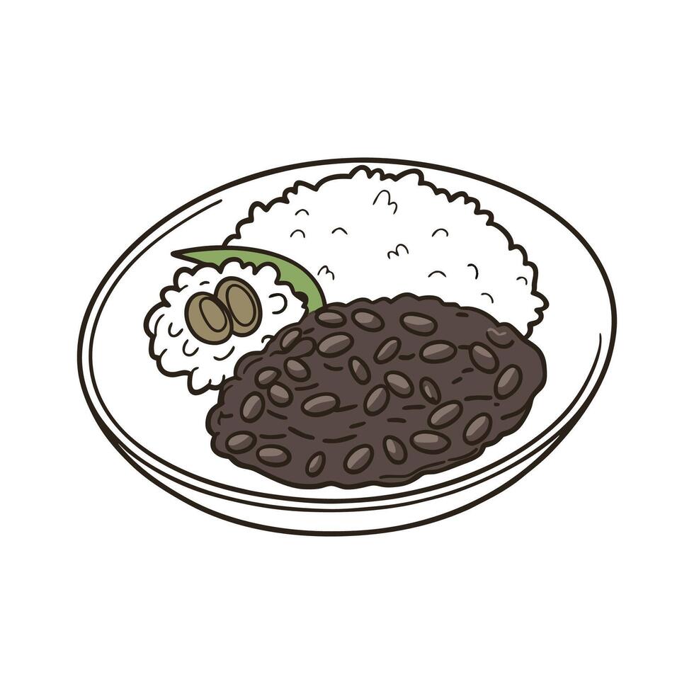 Tasty Mashed Black Beans Rice Flavorful Option vector