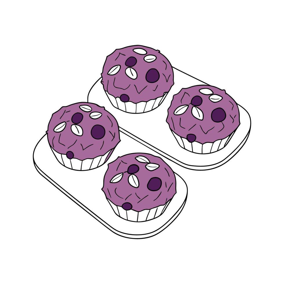 Nutritious Mashed Blueberry Oat Bites Healthy Treat vector