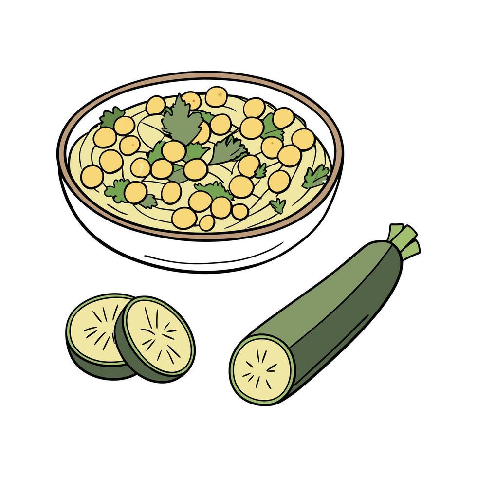 Delicious Mashed Chickpea Zucchini Quick Snack vector