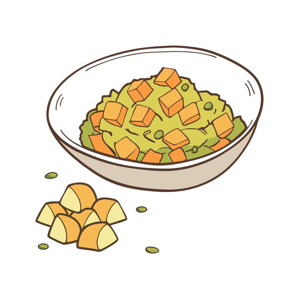 Savory Mashed Kohlrabi Carrot Quick Snack vector