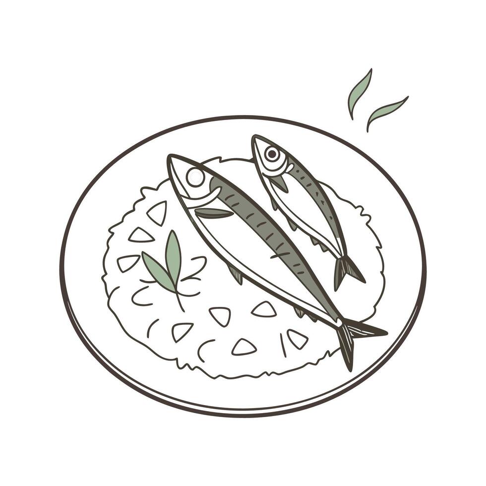 Delicious Mashed Sardines Rice Flavorful Delight vector