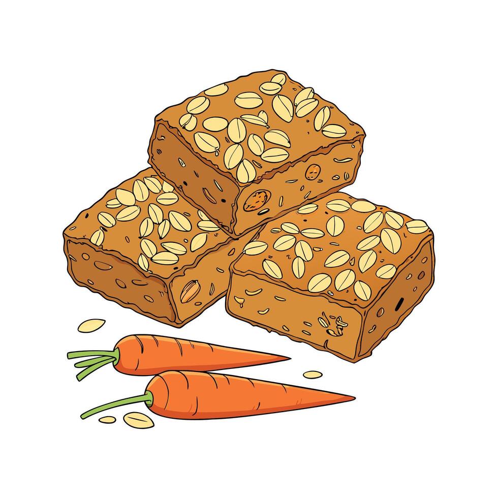 Yummy Mini Baked Carrot Oat Bars for Healthy Snacking vector