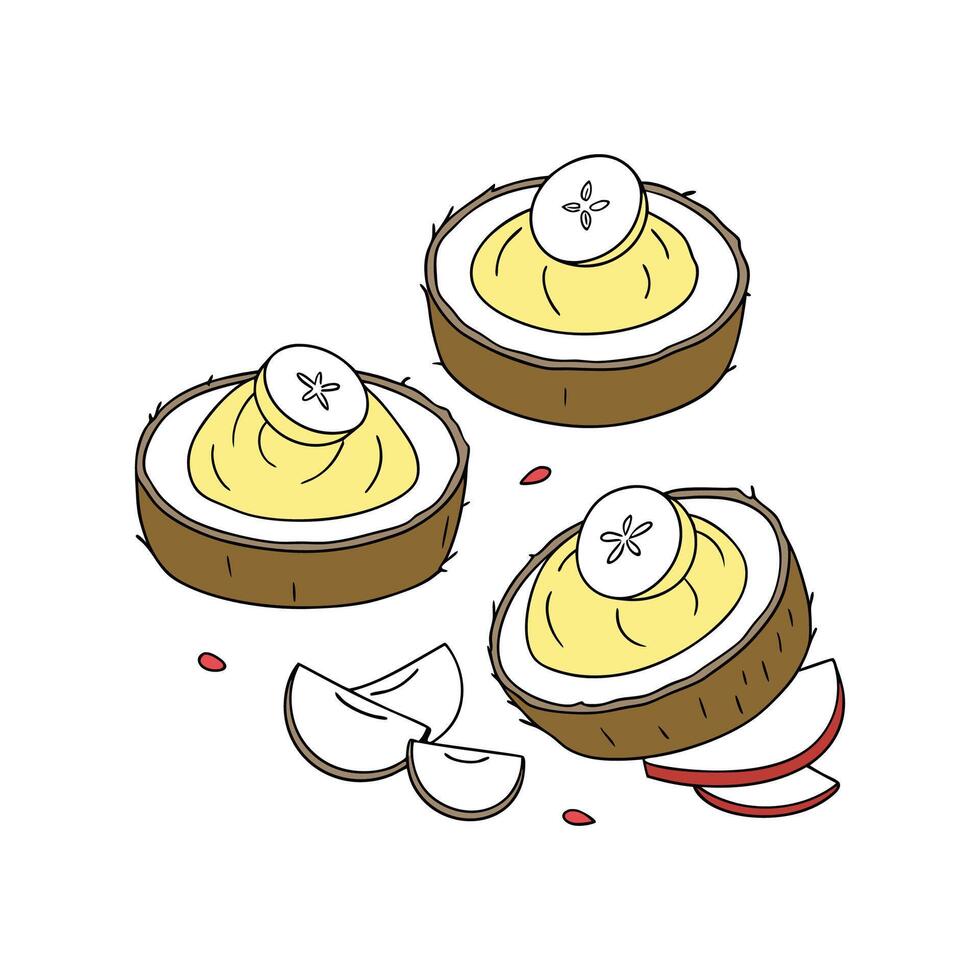 Delicious Mini Coconut Banana Pudding for Kids vector