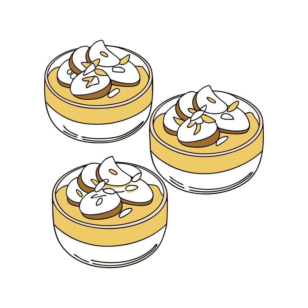 Creamy Mini Coconut Banana Pudding for Nutritional Meals vector
