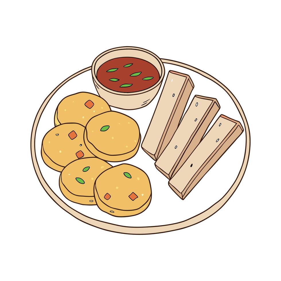 Nutritious Mini Lentil Pancakes with Whole Grain Toast Strips vector