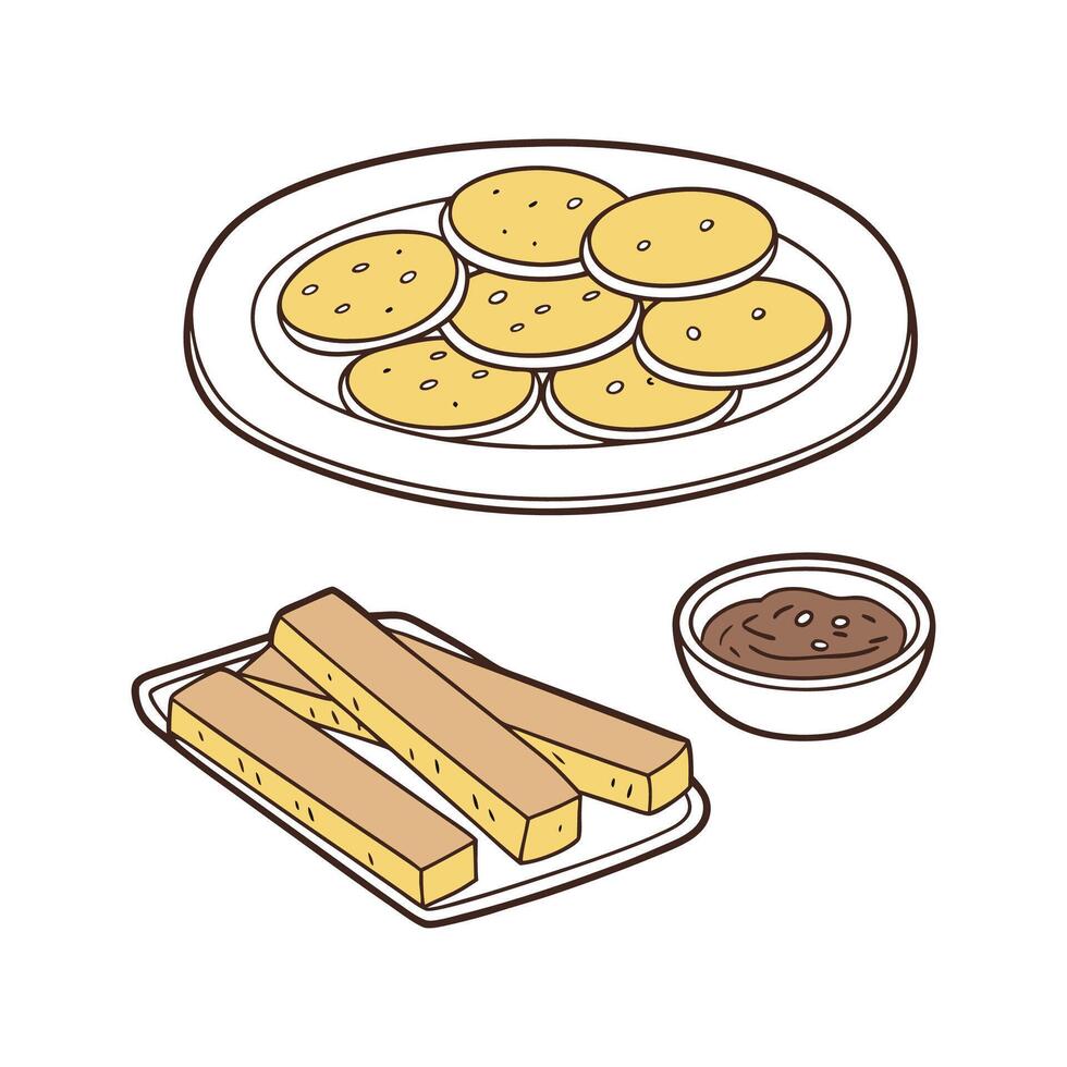 Delicious Mini Lentil Pancakes with Whole Grain Toast for Kids vector