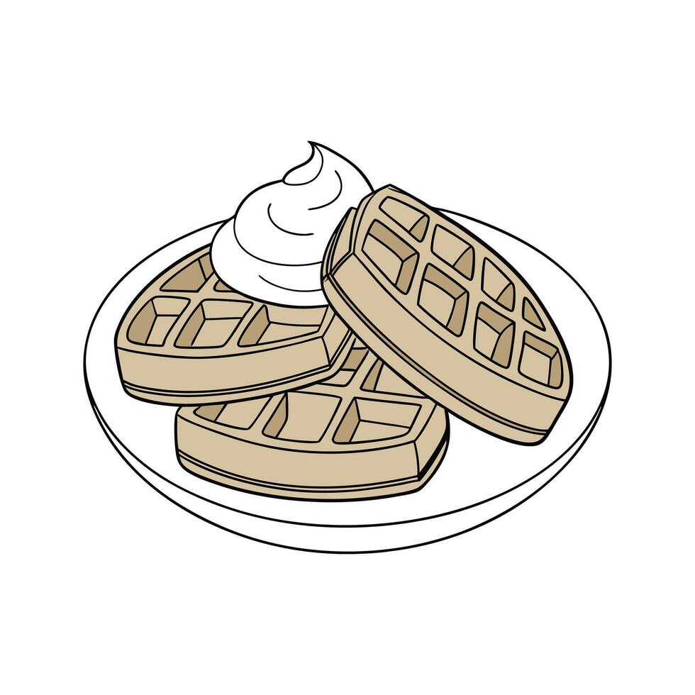 Creamy Mini Whole Wheat Waffles with Yogurt for Nutritional Meals vector