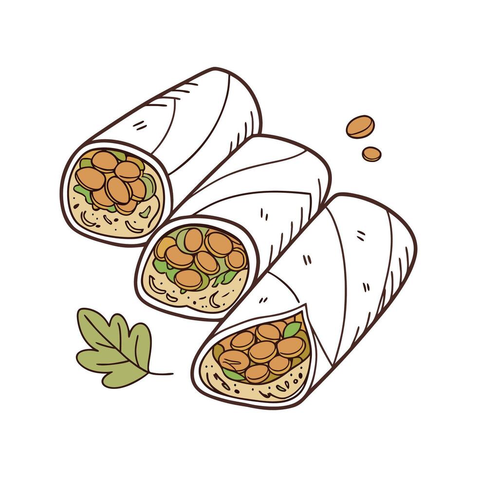 Nutritious Mini Whole Wheat Wraps with Mashed Beans for Healthy Treats vector