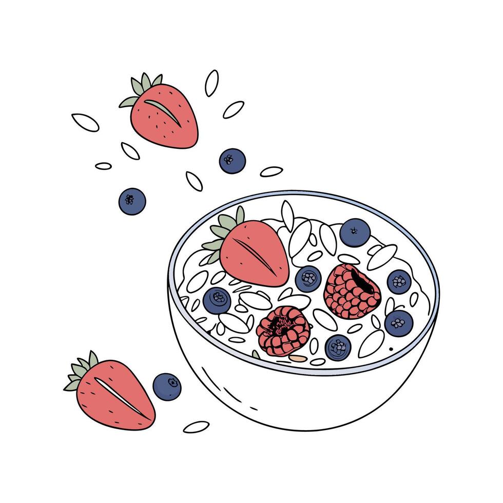 Tasty Oat Milk Berries Mash Healthy Snack vector