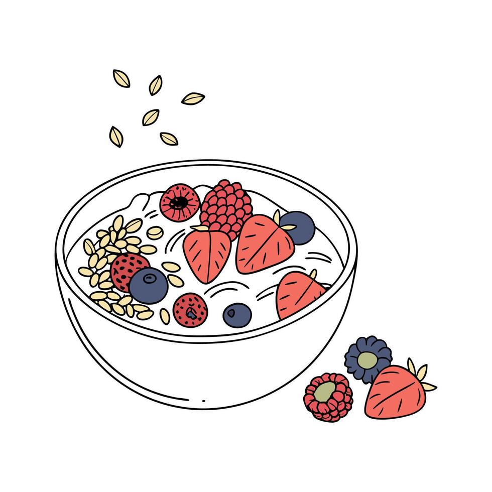 Delicious Oat Milk Berries Mash Flavorful Option vector