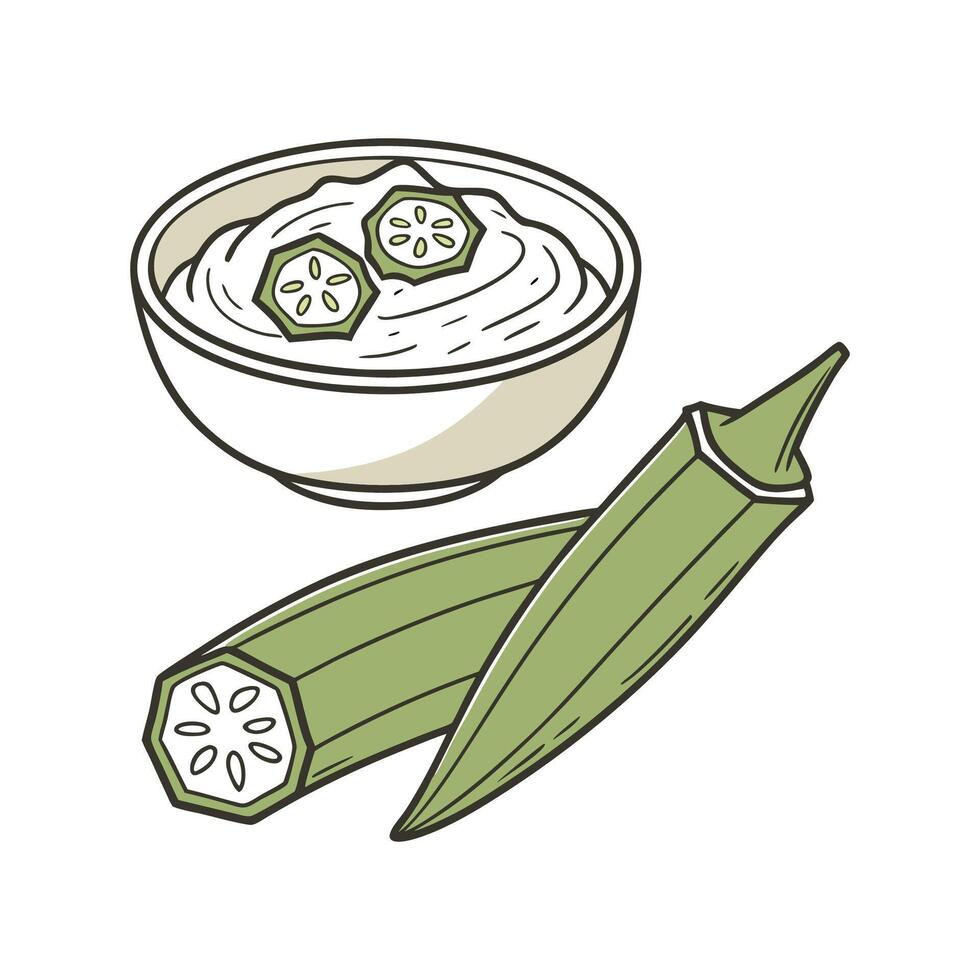 Tasty Okra Puree Healthy Treat vector