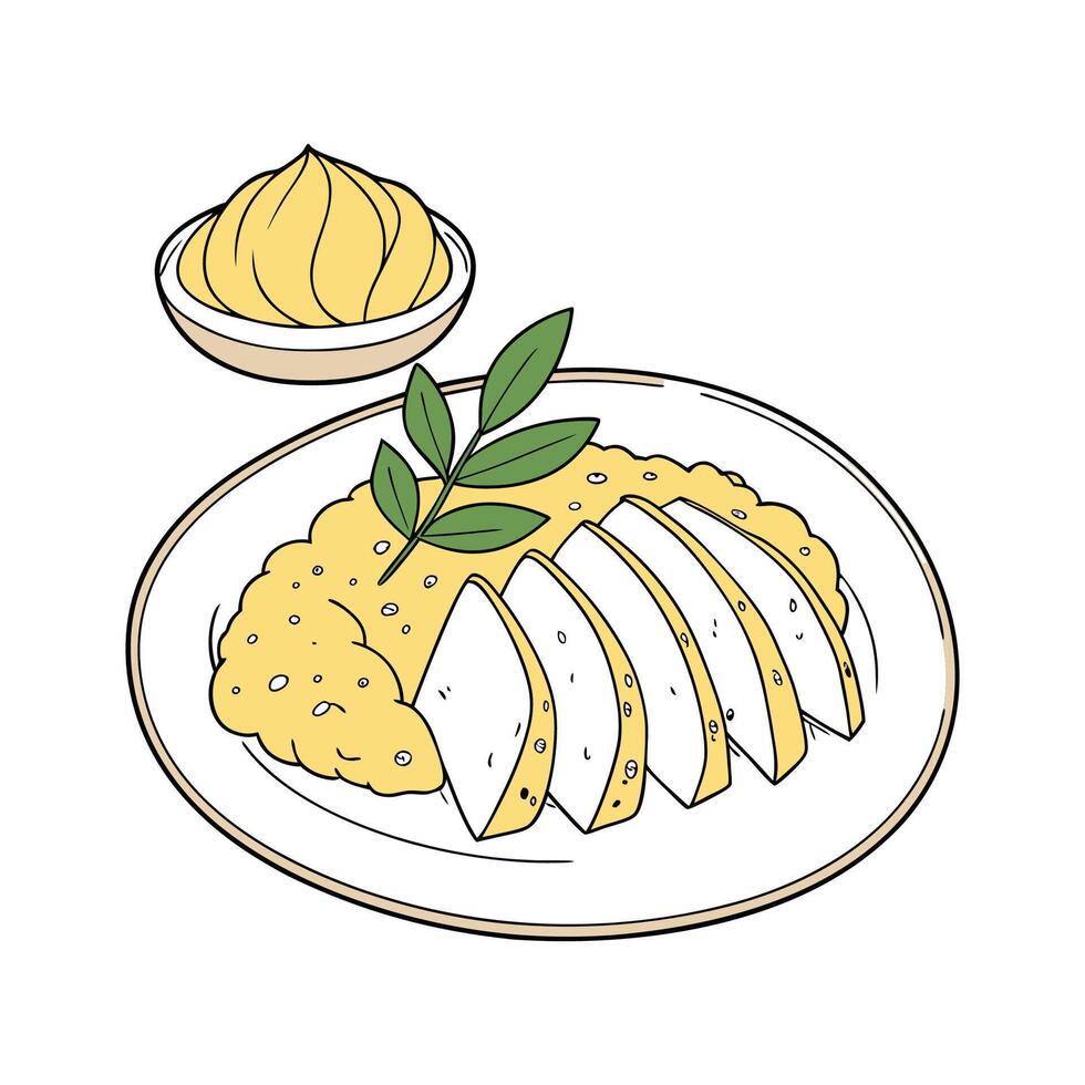 Creamy Poached Chicken Sweet Corn Mash for Nutritional Meals vector