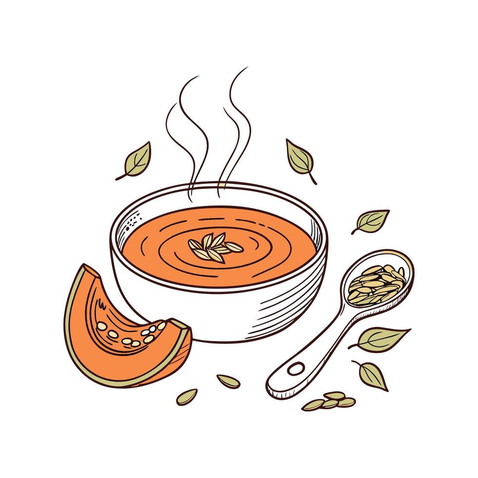 Savory Pumpkin Soup Quick Snack vector