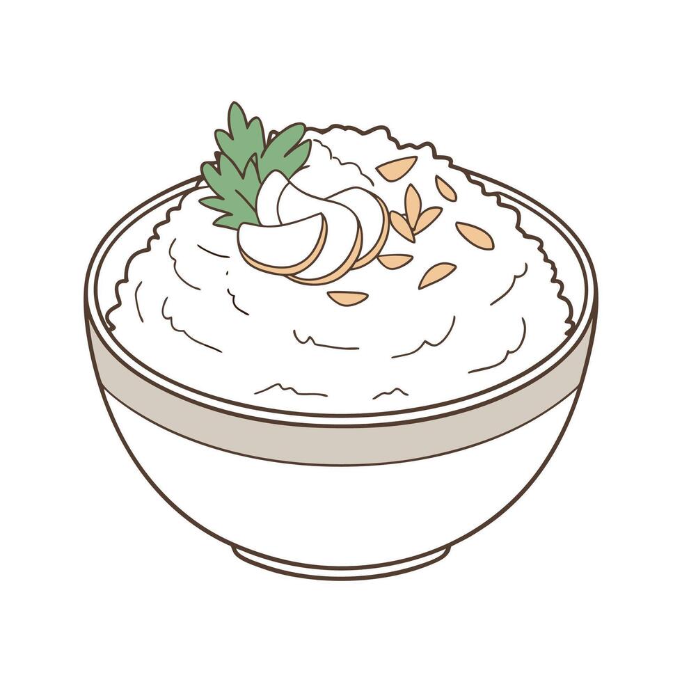 Delicious Rice Coconut Cream Mash Flavorful Delight vector