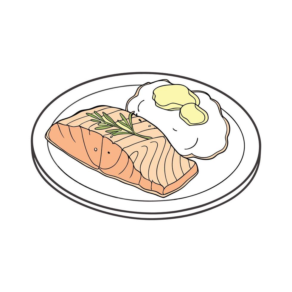 Savory Salmon Potato Mash Quick Snack vector